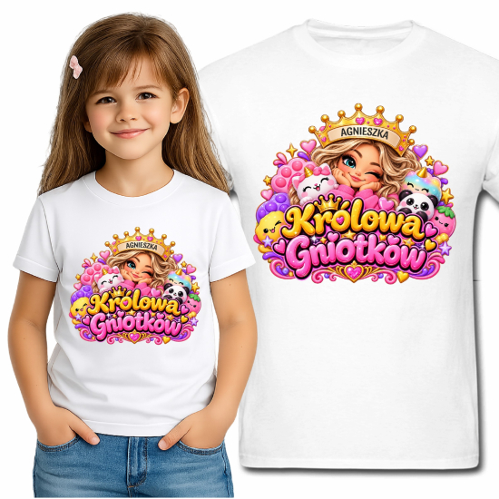 Koszulka KRÓLOWA GNIOTKÓW GNIOTEK squishy personalizowana Z NAPISEM imieniem MG68